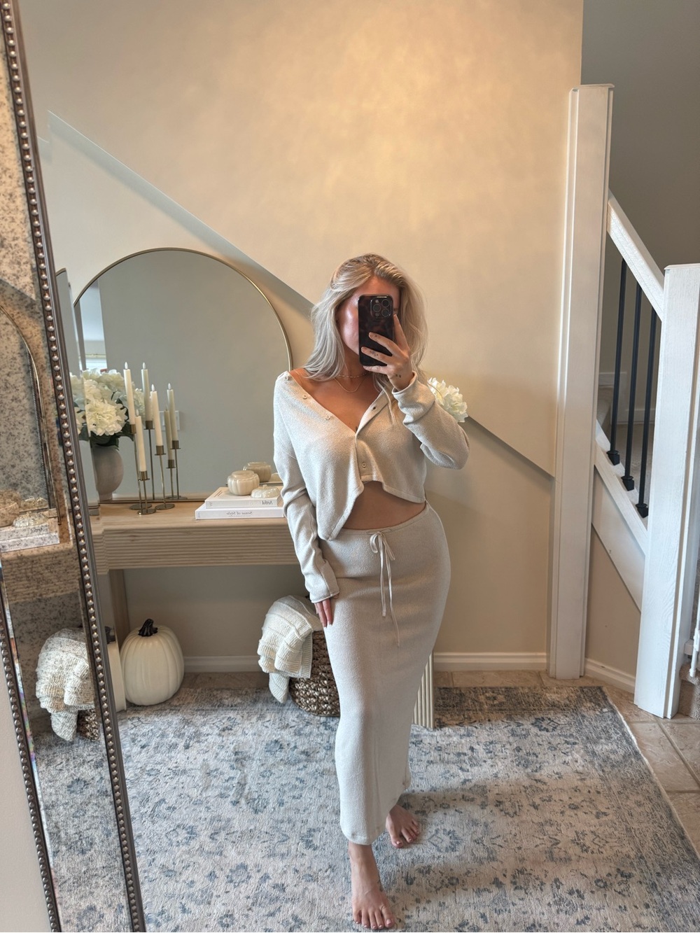 Zara knit cardigan + skirt set